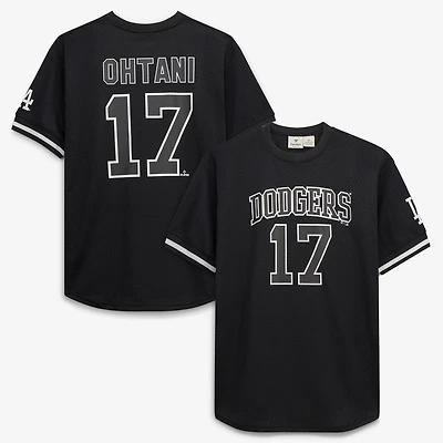 Men's Fanatics Shohei Ohtani Black/White Los Angeles Dodgers Big & Tall Heavyweight Mesh Jersey