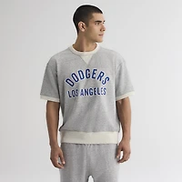 Sweat-shirt à manches courtes Fanatics Steel Heather pour homme, Los Angeles Dodgers, en tissu éponge emblématique.