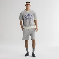 Men's Fanatics Steel Heather Los Angeles Dodgers Iconic Terry Short Sleeve Sweatshirt