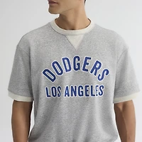 Sweat-shirt à manches courtes Fanatics Steel Heather pour homme, Los Angeles Dodgers, en tissu éponge emblématique.