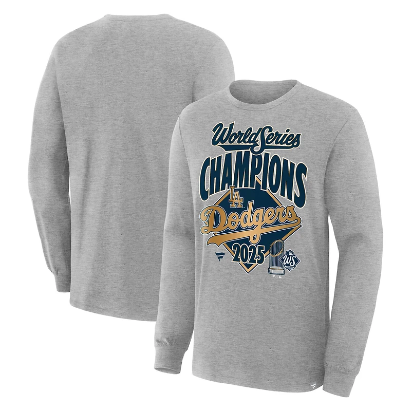 Men's Fanatics Steel Los Angeles Dodgers 2025 World Series Champions Locker Room Long Sleeve T-Shirt