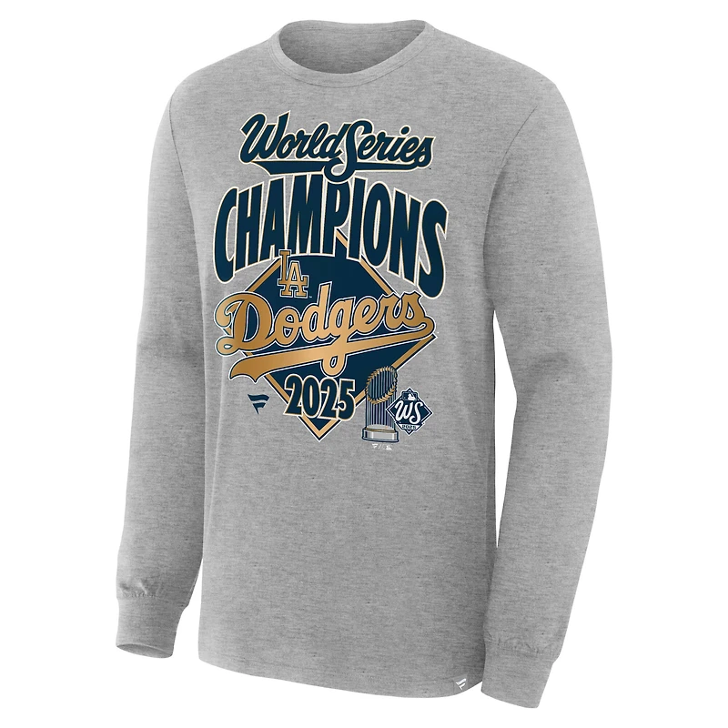 Men's Fanatics Steel Los Angeles Dodgers 2025 World Series Champions Locker Room Long Sleeve T-Shirt