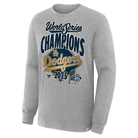 Men's Fanatics Steel Los Angeles Dodgers 2025 World Series Champions Locker Room Long Sleeve T-Shirt