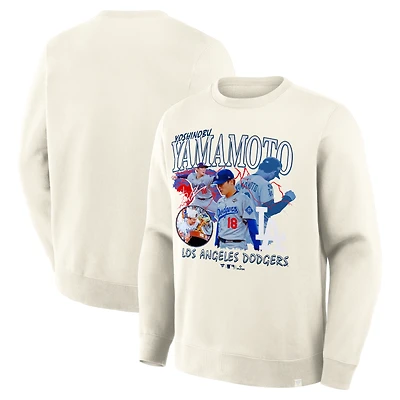 Sweat-shirt Fanatics Yoshinobu Yamamoto crème Los Angeles Dodgers Montage Legacy pour homme