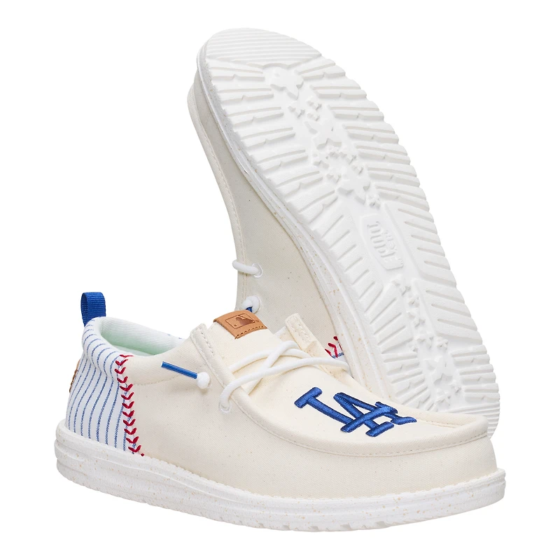 Chaussures décontractées à enfiler Hey Dude blanches Los Angeles Dodgers Wally pour hommes