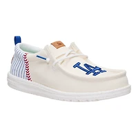 Chaussures décontractées à enfiler Hey Dude blanches Los Angeles Dodgers Wally pour hommes