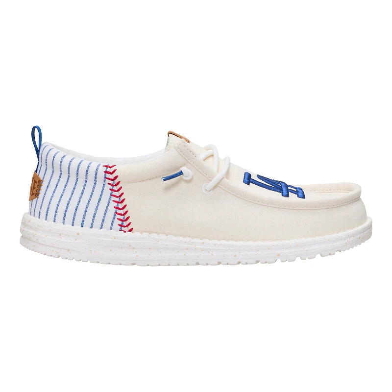 Chaussures décontractées à enfiler Hey Dude blanches Los Angeles Dodgers Wally pour hommes