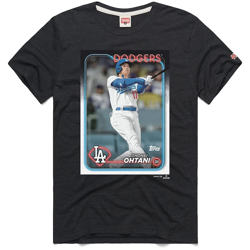 Men's Homage Shohei Ohtani Charcoal Los Angeles Dodgers Topps Baseball Card Tri-Blend T-Shirt