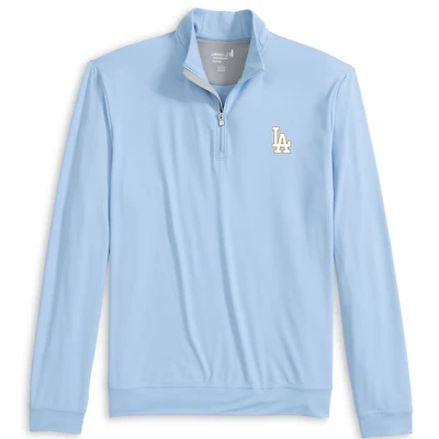 Pull à col zippé 1/4 bleu clair johnnie-O Los Angeles Dodgers Collection Or 2026 pour homme