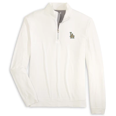 Pull à col zippé 1/4 johnnie-O blanc Los Angeles Dodgers Collection Or 2026 pour homme