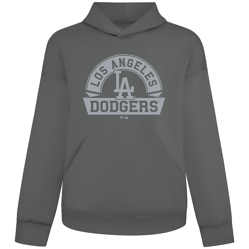 Sweat à capuche gris Luxe Signature Banner Arch pour homme des Dodgers de Los Angeles Levelwear