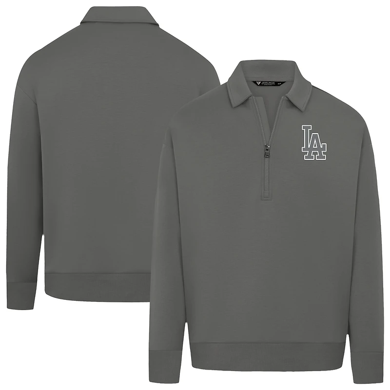 Men's Levelwear Gray Los Angeles Dodgers Luxe Signature Quarter-Zip Pullover