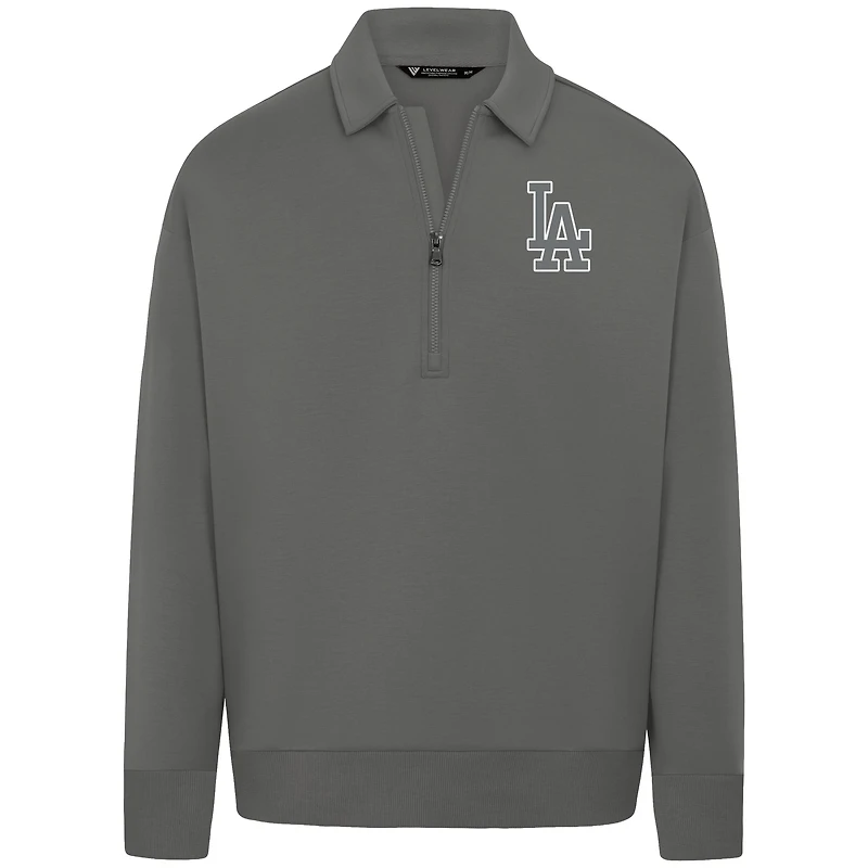 Men's Levelwear Gray Los Angeles Dodgers Luxe Signature Quarter-Zip Pullover