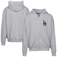 Sweat à capuche zippé surdimensionné motif camouflage numérique Uphill pour homme, gris, des Los Angeles Dodgers