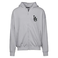 Sweat à capuche zippé surdimensionné motif camouflage numérique Uphill pour homme, gris, des Los Angeles Dodgers