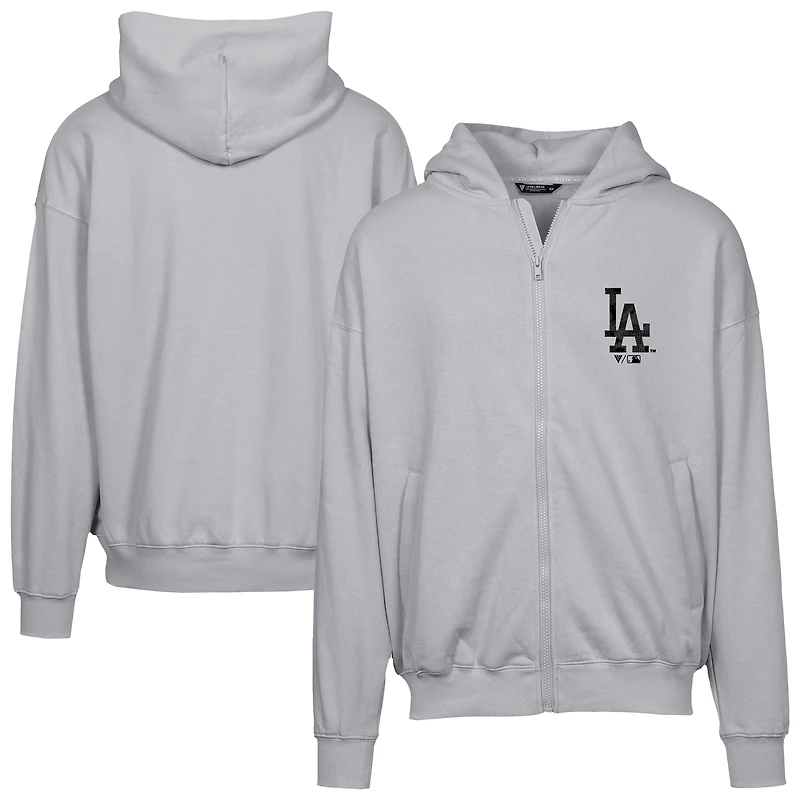 Sweat à capuche zippé surdimensionné motif camouflage numérique Uphill pour homme, gris, des Los Angeles Dodgers