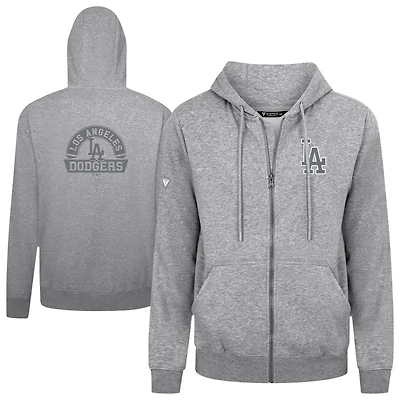 Sweat à capuche zippé gris pour homme Levelwear avec logo chenille Podium des Los Angeles Dodgers
