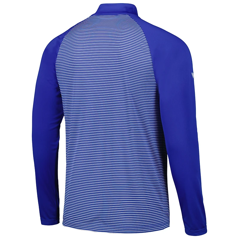 Men's Levelwear Royal Los Angeles Dodgers Charter Striped Raglan Quarter-Zip Top