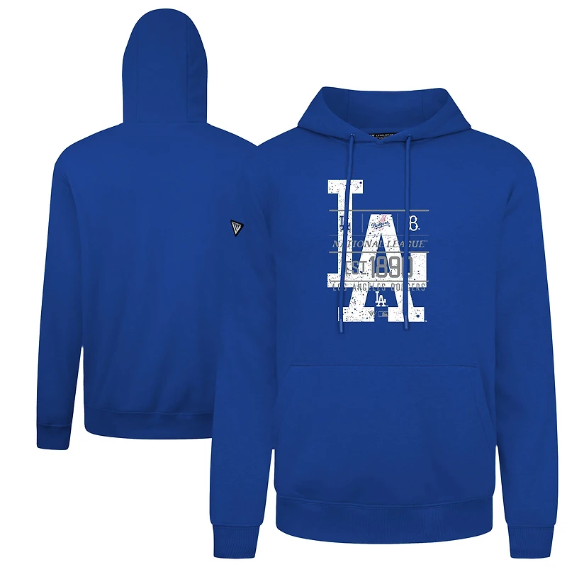 Men's Levelwear  Royal Los Angeles Dodgers Cooperstown Collection Distressed Podium Acumen Pullover Hoodie