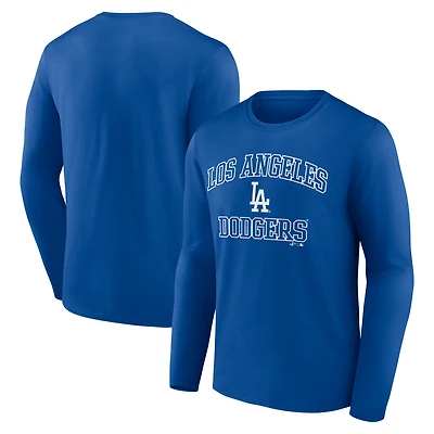 T-shirt à manches longues pour homme avec logo athlétique royal Los Angeles Dodgers Heart & Soul