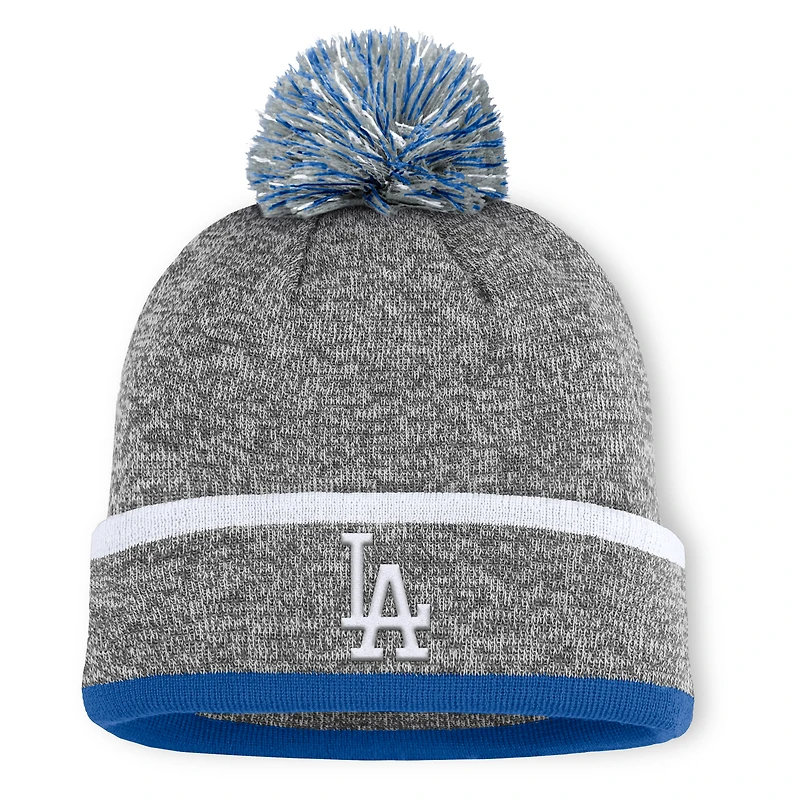 Bonnet en tricot à revers et pompon Fanatics des Dodgers de Los Angeles pour homme, gris chiné