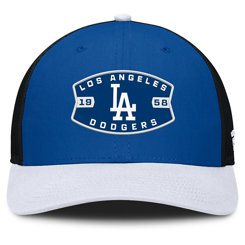 Casquette camionneur ajustable Fanatics Royal/White Cutoff pour homme des Los Angeles Dodgers