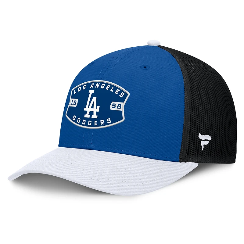 Casquette camionneur ajustable Fanatics Royal/White Cutoff pour homme des Los Angeles Dodgers