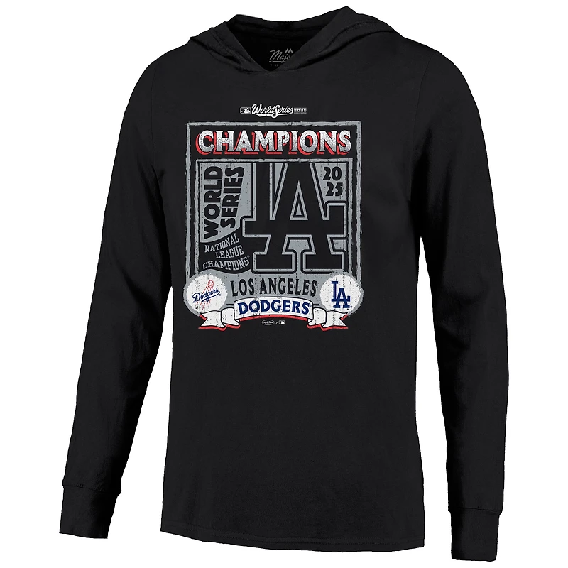Men's Majestic Threads Shohei Ohtani Black Los Angeles Dodgers 2025 World Series Champions Name & Number Lightweight Hoodie