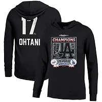 Men's Majestic Threads Shohei Ohtani Black Los Angeles Dodgers 2025 World Series Champions Name & Number Lightweight Hoodie