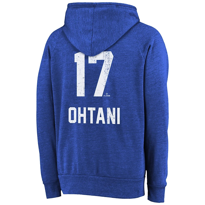 Sweat à capuche Majestic Threads pour homme, modèle Shohei Ohtani Royal, Los Angeles Dodgers, champions des World Series 2025, en mélange de trois matières.