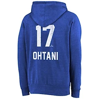 Sweat à capuche Majestic Threads pour homme, modèle Shohei Ohtani Royal, Los Angeles Dodgers, champions des World Series 2025, en mélange de trois matières.