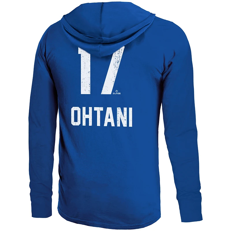 Sweat à capuche léger pour homme Majestic Threads Shohei Ohtani Royal Los Angeles Dodgers avec nom et numéro