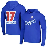 Men's Majestic Threads Shohei Ohtani Royal Los Angeles Dodgers  Soft Hand Long Sleeve Hoodie T-Shirt