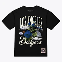 T-shirt Mitchell & Ness noir pour homme, Los Angeles Dodgers Cooperstown à motif floral