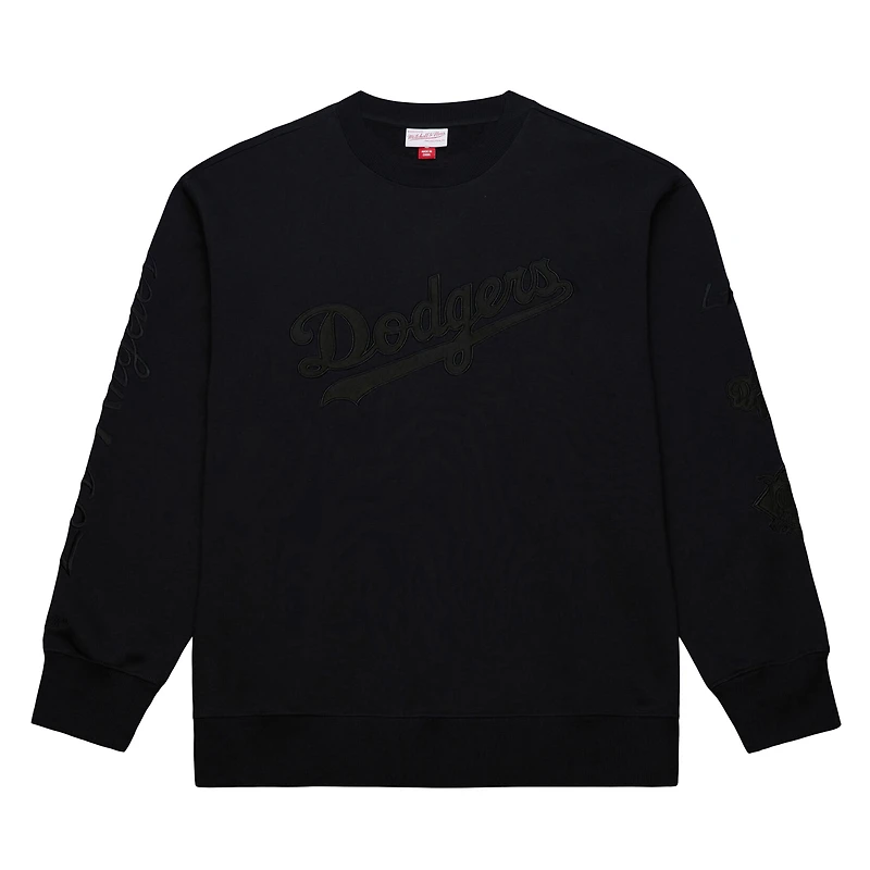 Sweat-shirt à col rond en polaire Phantom noir Mitchell & Ness pour homme, Los Angeles Dodgers