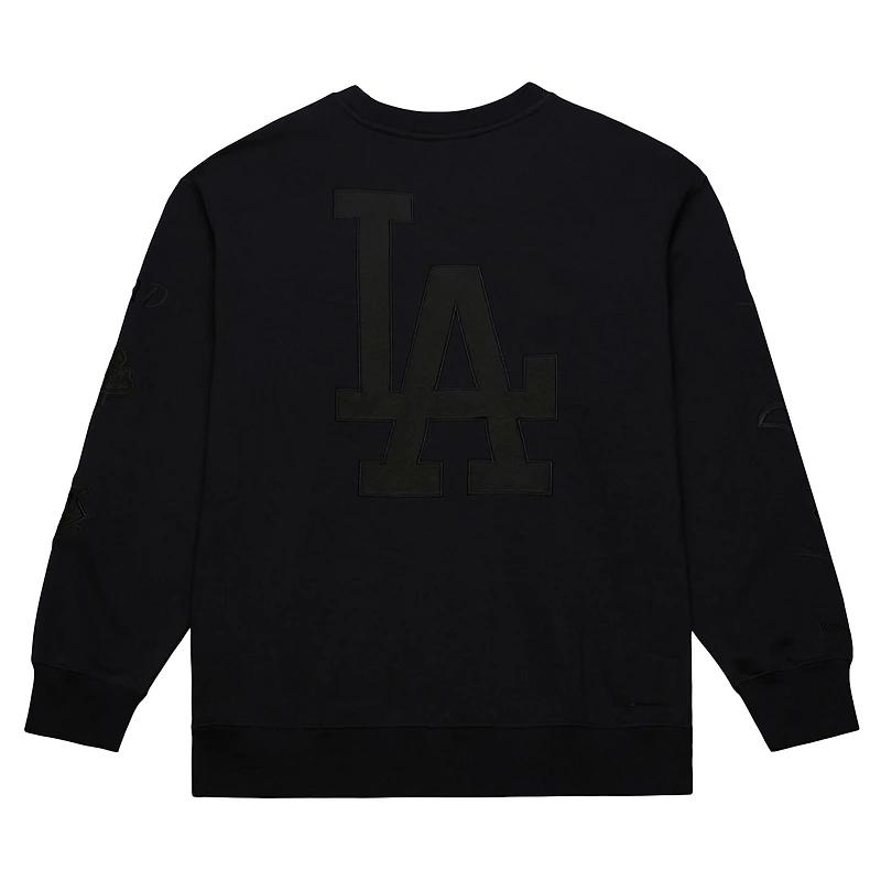 Sweat-shirt à col rond en polaire Phantom noir Mitchell & Ness pour homme, Los Angeles Dodgers