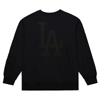 Sweat-shirt à col rond en polaire Phantom noir Mitchell & Ness pour homme, Los Angeles Dodgers