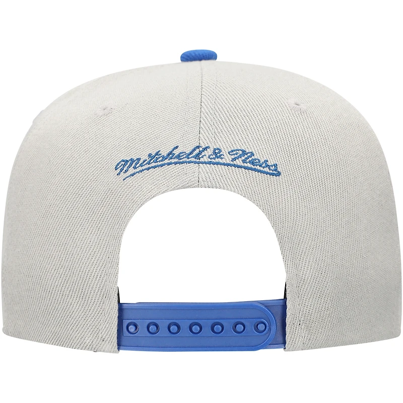 Men's Mitchell & Ness Gray/Royal Los Angeles Dodgers Knock Out Panel Snapback Hat