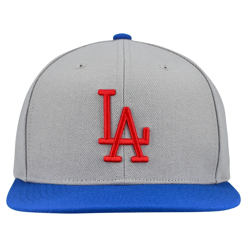 Casquette snapback basique Mitchell & Ness grise des Dodgers de Los Angeles, collection Cooperstown