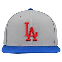 Casquette snapback basique Mitchell & Ness grise des Dodgers de Los Angeles, collection Cooperstown