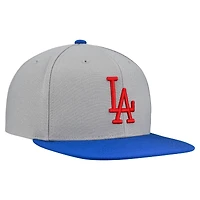 Casquette snapback basique Mitchell & Ness grise des Dodgers de Los Angeles, collection Cooperstown