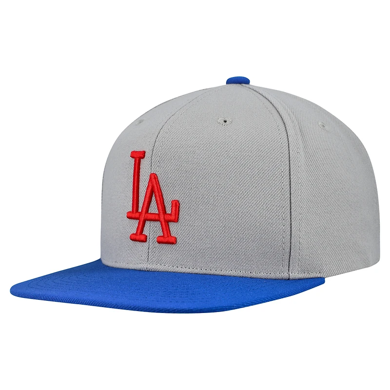 Casquette snapback basique Mitchell & Ness grise des Dodgers de Los Angeles, collection Cooperstown