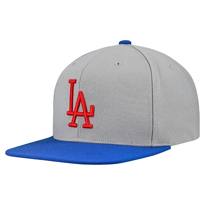 Casquette snapback basique Mitchell & Ness grise des Dodgers de Los Angeles, collection Cooperstown