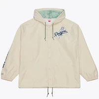 Men's Mitchell & Ness Jackie Robinson Cream Los Angeles Dodgers Full-Snap Yacht Rock Name Number Hooded Coach's Jacket