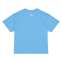 T-shirt premium Mitchell & Ness bleu clair pour homme, avec l'insigne des Dodgers de Los Angeles.