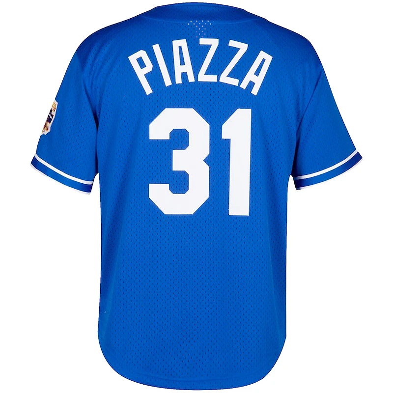 Maillot d'entraînement au bâton Mitchell & Ness Mike Piazza Royal Los Angeles Dodgers pour hommes, grandes tailles, Cooperstown, en maille.