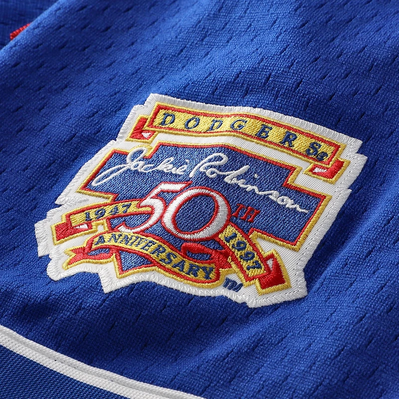 Men's Mitchell & Ness Mike Piazza Royal Los Angeles Dodgers Cooperstown Collection Mesh Batting Practice Button-Up Jersey