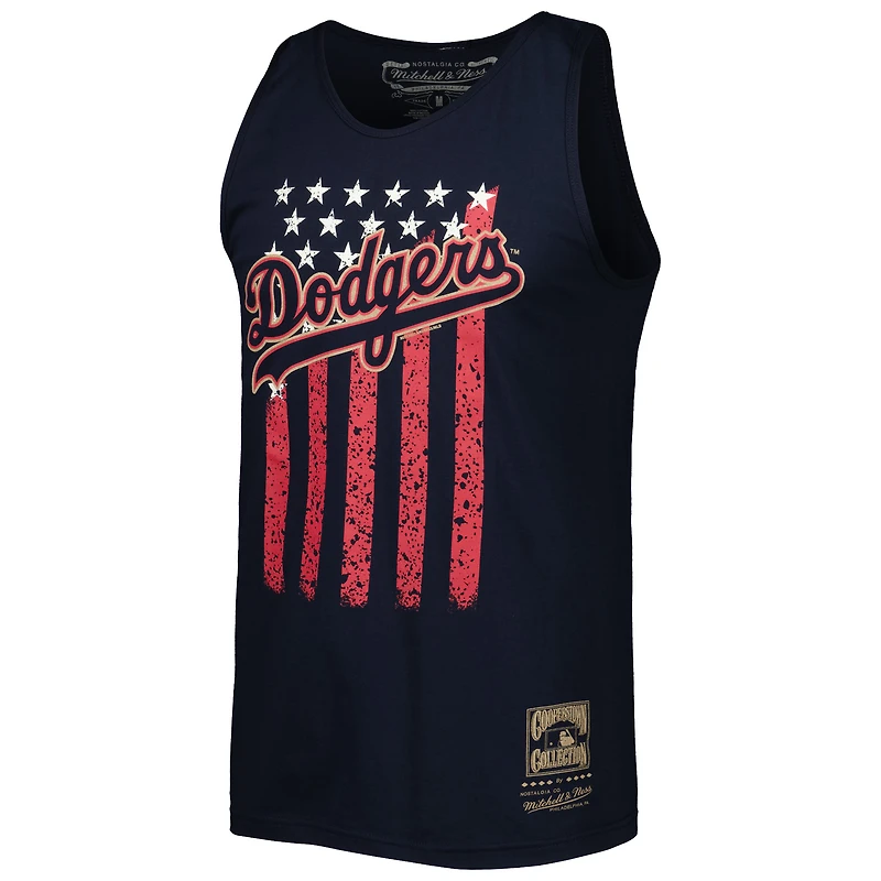 Débardeur pour homme Mitchell & Ness Navy Los Angeles Dodgers Cooperstown Collection Stars and Stripes