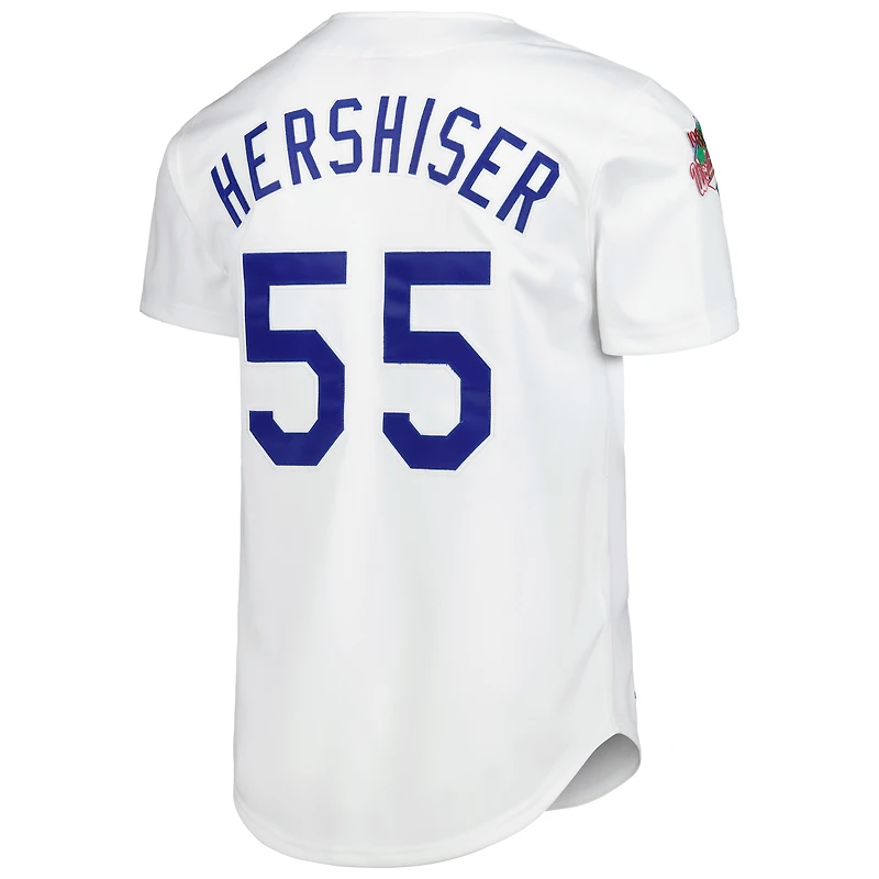 Maillot authentique de la collection Cooperstown des Dodgers Los Angeles blanc Mitchell & Ness Orel Hershiser pour hommes