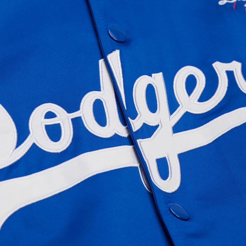 Veste Mitchell & Ness Royal/Gris pour homme des Dodgers de Los Angeles, collection Cooperstown, en satin Team Origins, à boutons-pression